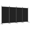 4-Panel Room Divider Black 346x180 cm Fabric