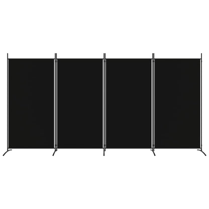 4-Panel Room Divider Black 346x180 cm Fabric