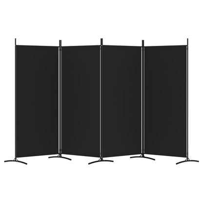 4-Panel Room Divider Black 346x180 cm Fabric