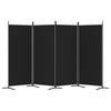 4-Panel Room Divider Black 346x180 cm Fabric