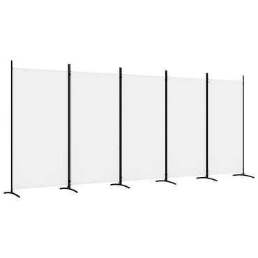 5-Panel Room Divider White 433x180 cm Fabric