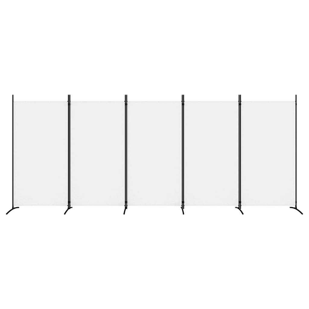 5-Panel Room Divider White 433x180 cm Fabric