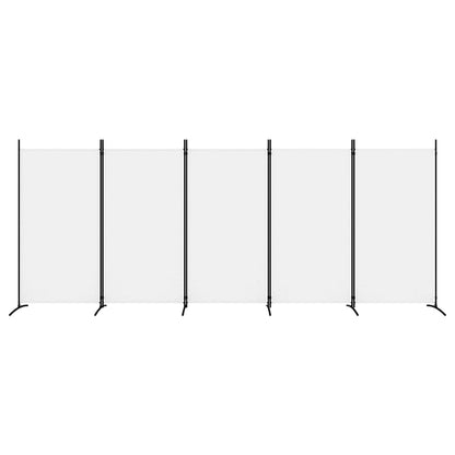 5-Panel Room Divider White 433x180 cm Fabric