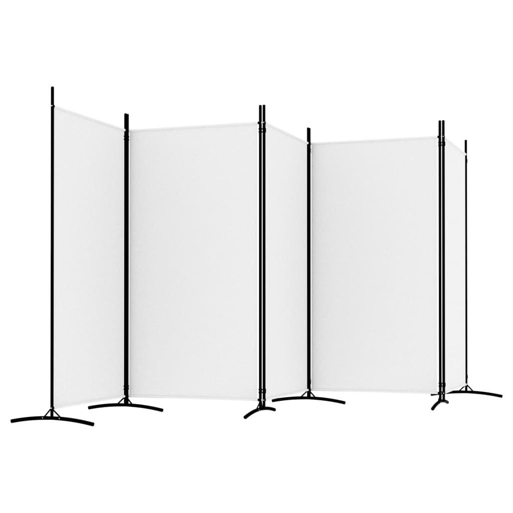 5-Panel Room Divider White 433x180 cm Fabric