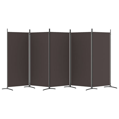 5-Panel Room Divider Brown 433x180 cm Fabric