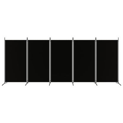 5-Panel Room Divider Black 433x180 cm Fabric