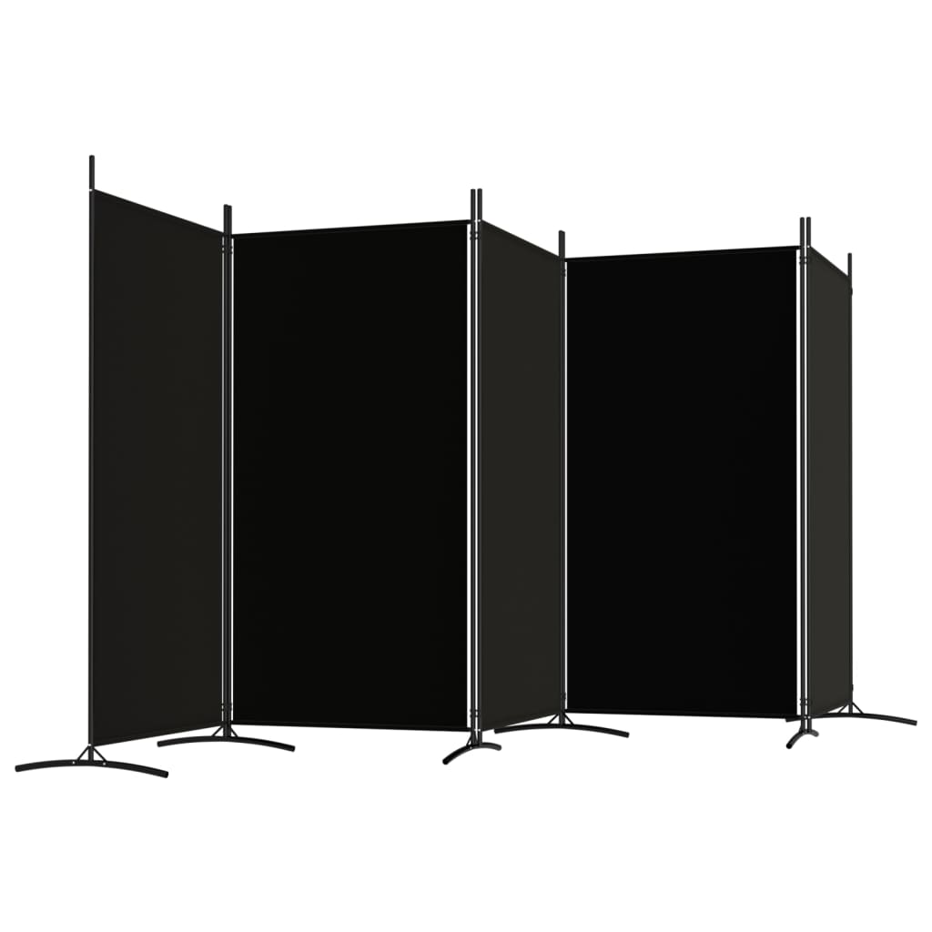 5-Panel Room Divider Black 433x180 cm Fabric