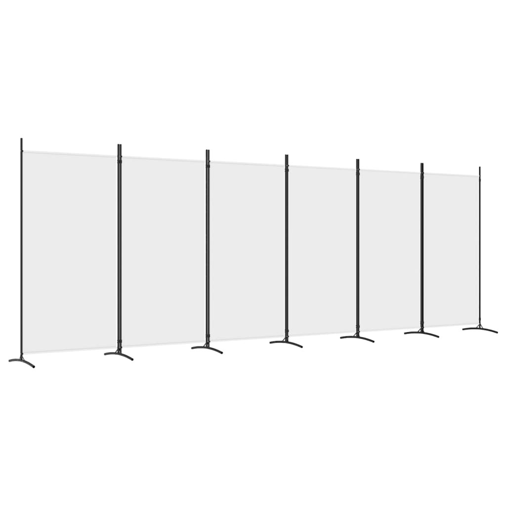 6-Panel Room Divider White 520x180 cm Fabric