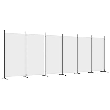 6-Panel Room Divider White 520x180 cm Fabric