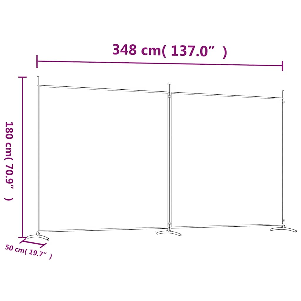 2-Panel Room Divider White 137"x70.9" Fabric