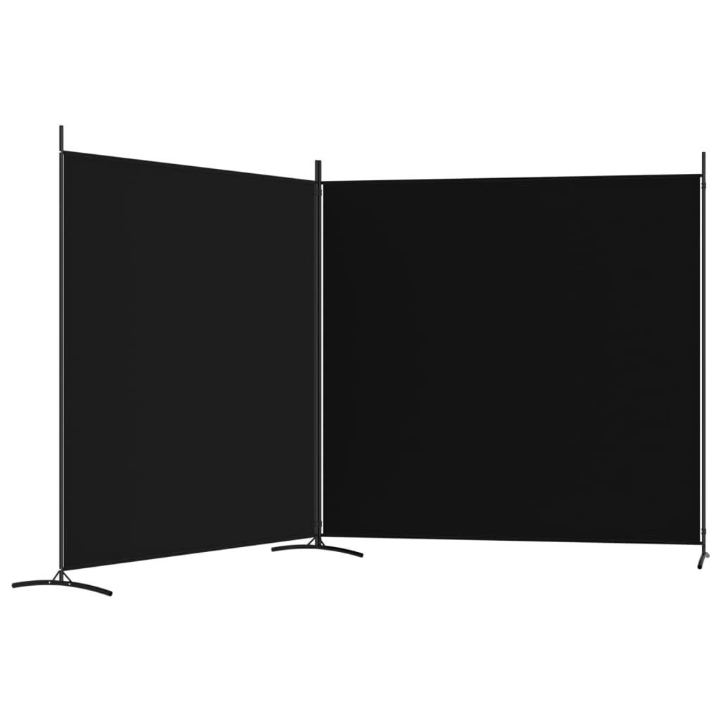 2-Panel Room Divider Black 348x180 cm Fabric