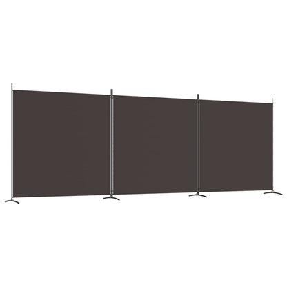 3-Panel Room Divider Brown 525x180 cm Fabric