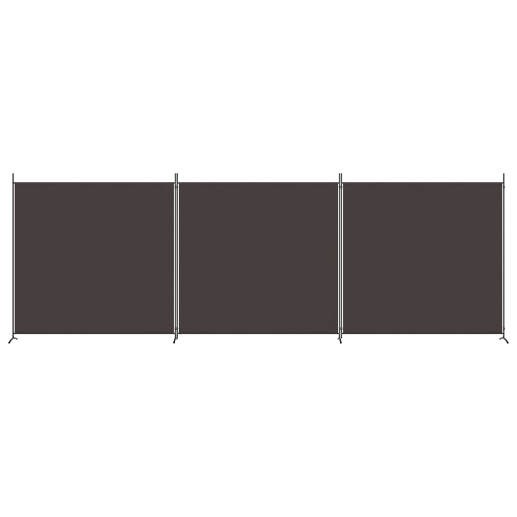 3-Panel Room Divider Brown 525x180 cm Fabric