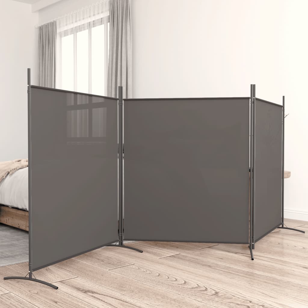 3-Panel Room Divider Anthracite 525x180 cm Fabric