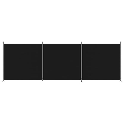 3-Panel Room Divider Black 525x180 cm Fabric