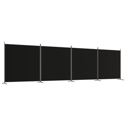 4-Panel Room Divider Black 698x180 cm Fabric