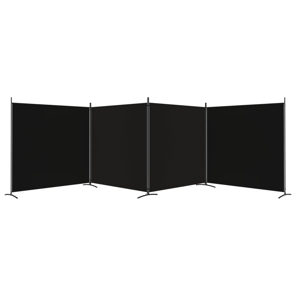 4-Panel Room Divider Black 698x180 cm Fabric