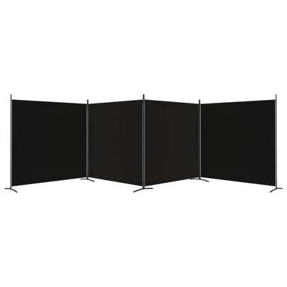 4-Panel Room Divider Black 698x180 cm Fabric