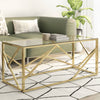 Coffee Table Gold Stainless Steel and Tempered Glass