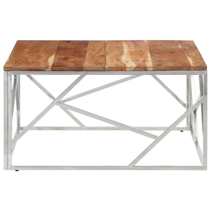Coffee Table Silver Stainless steel, solid acacia wood Medium