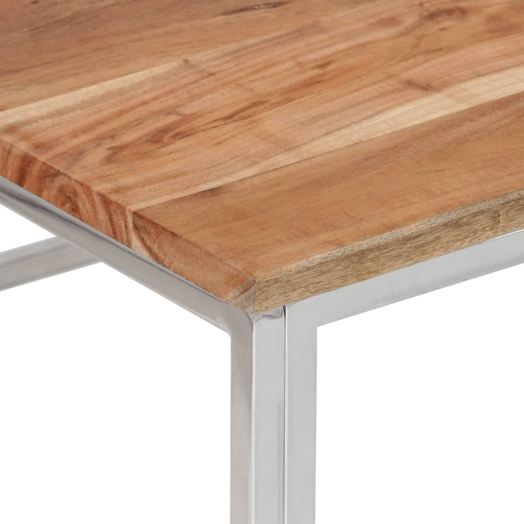 Coffee Table Silver Stainless steel, solid acacia wood Medium