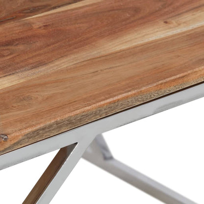 Coffee Table Silver Stainless steel, solid acacia wood Medium