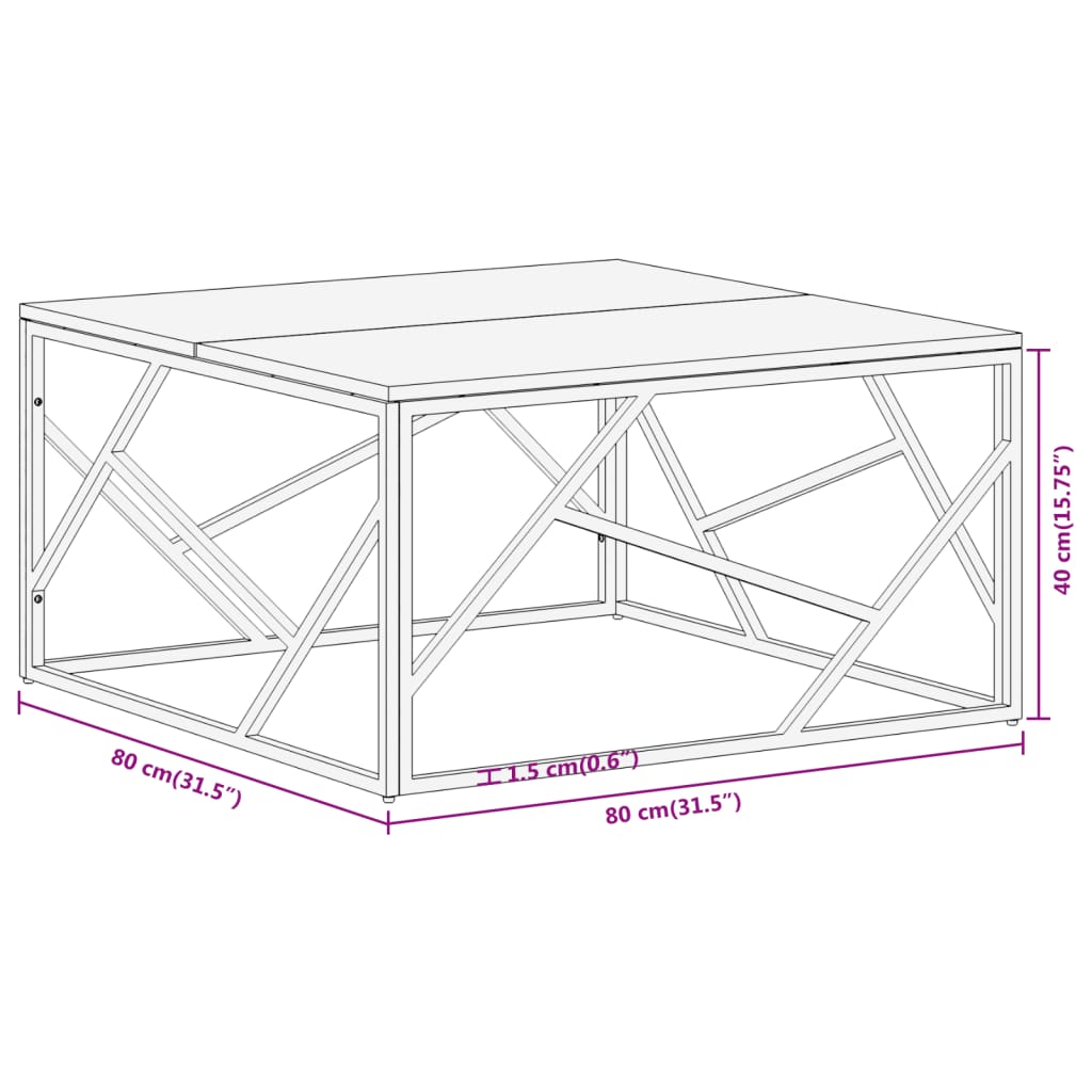 Coffee Table Silver Stainless steel, solid acacia wood Medium