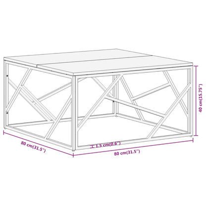 Coffee Table Silver Stainless steel, solid acacia wood Medium