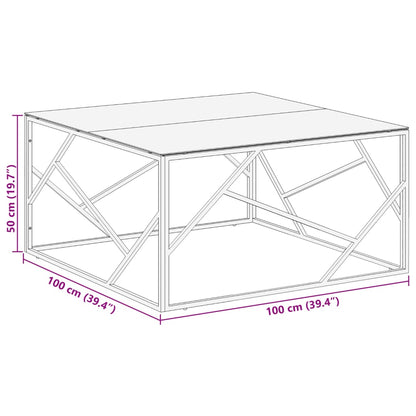 Coffee Table Gold Stainless Steel and Tempered Glass