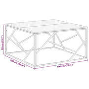 Coffee Table Silver Stainless Steel and Solid Wood Reclaimed