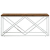 Coffee Table Stainless Steel and Solid Wood Reclaimed