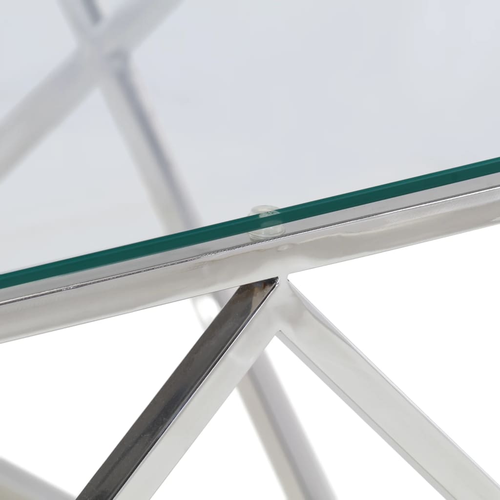vidaXL Coffee Table Silver, Clear Stainless Steel, Tempered Glass