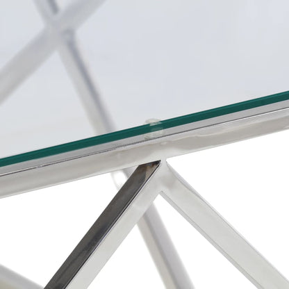 vidaXL Coffee Table Silver, Clear Stainless Steel, Tempered Glass