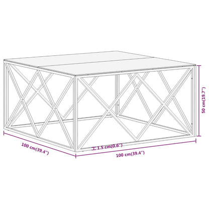 Coffee Table Gold Stainless Steel and Tempered Glass