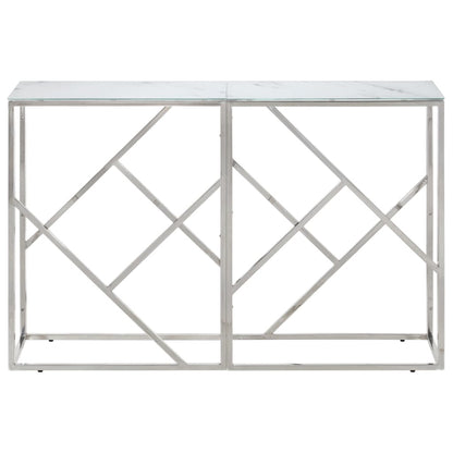 Console Table Silver Stainless Steel and Tempered Glass