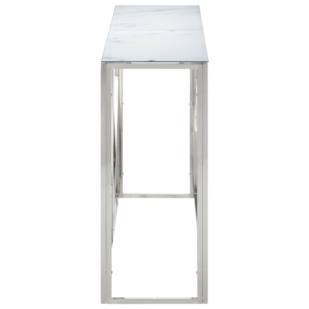 Console Table Silver Stainless Steel and Tempered Glass