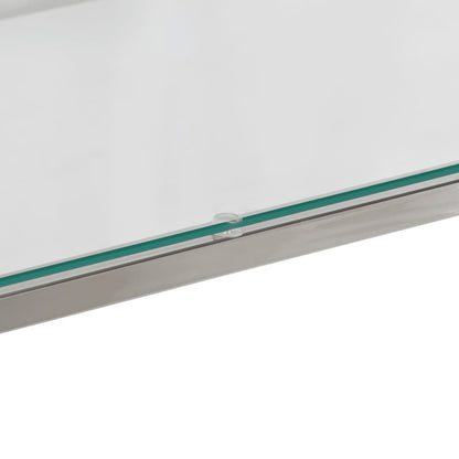 Console Table Silver Stainless Steel and Tempered Glass