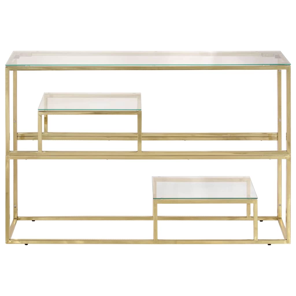 Console Table Gold Stainless Steel and Tempered Glass