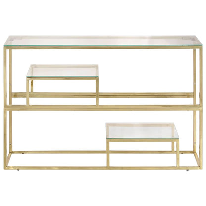 Console Table Gold Stainless Steel and Tempered Glass