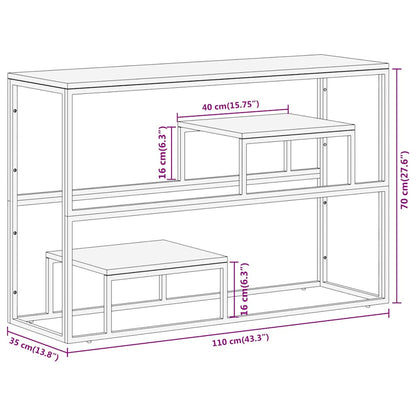 Console Table Silver Stainless Steel and Solid Sleeper Wood
