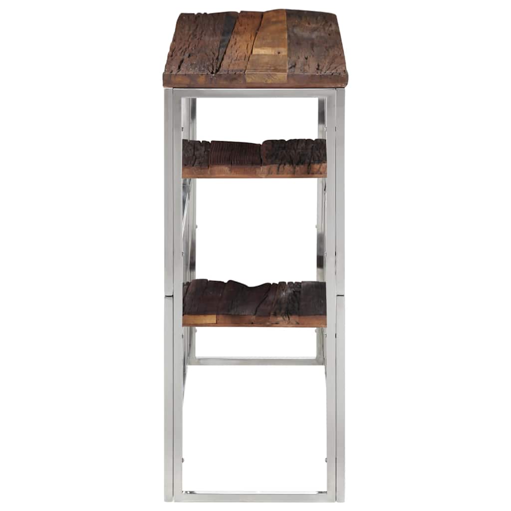 Console Table Silver Stainless Steel and Solid Wood Sleeper