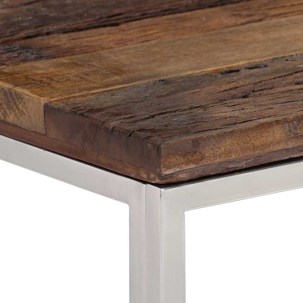 Console Table Silver Stainless Steel and Solid Wood Sleeper