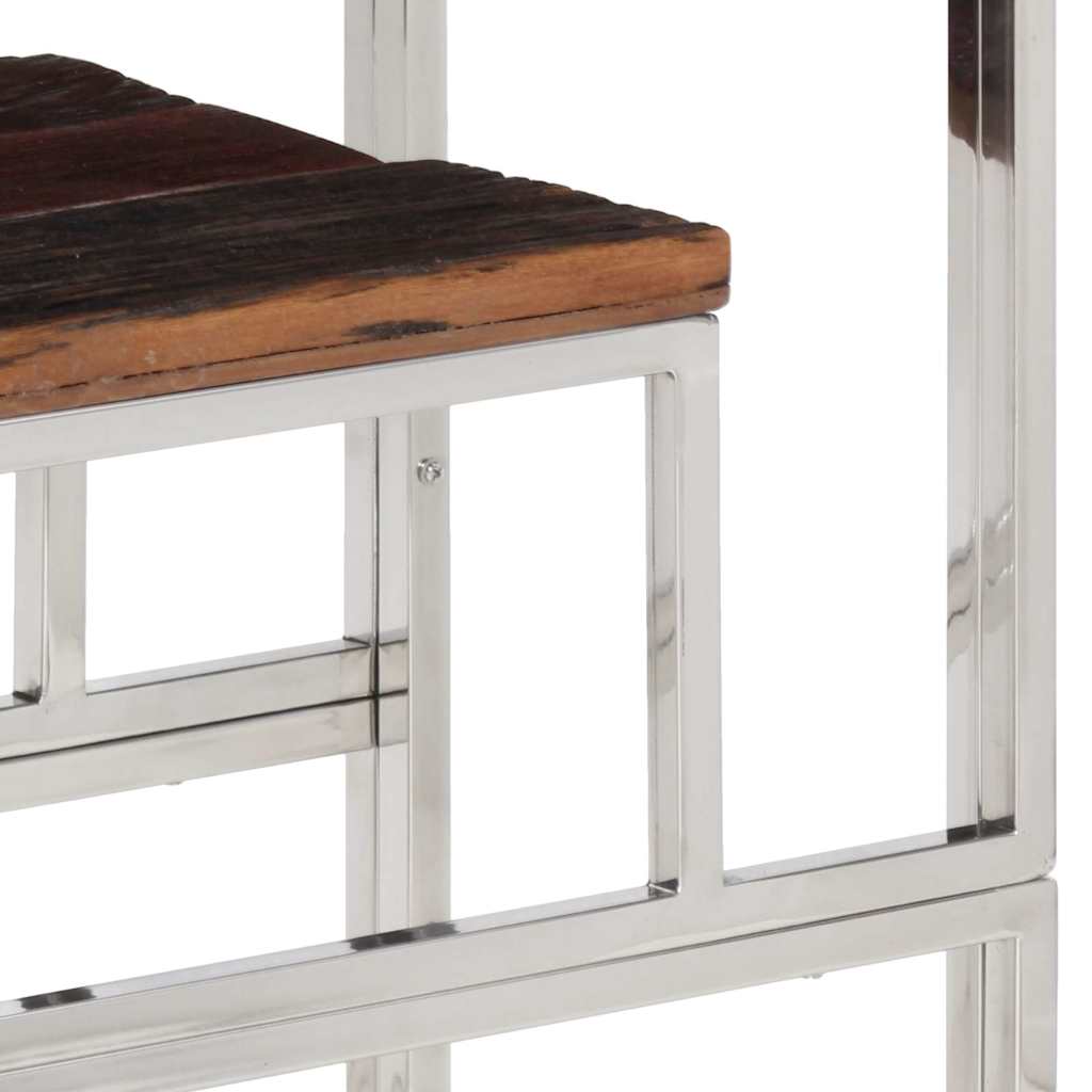 Console Table Silver Stainless Steel and Solid Wood Sleeper