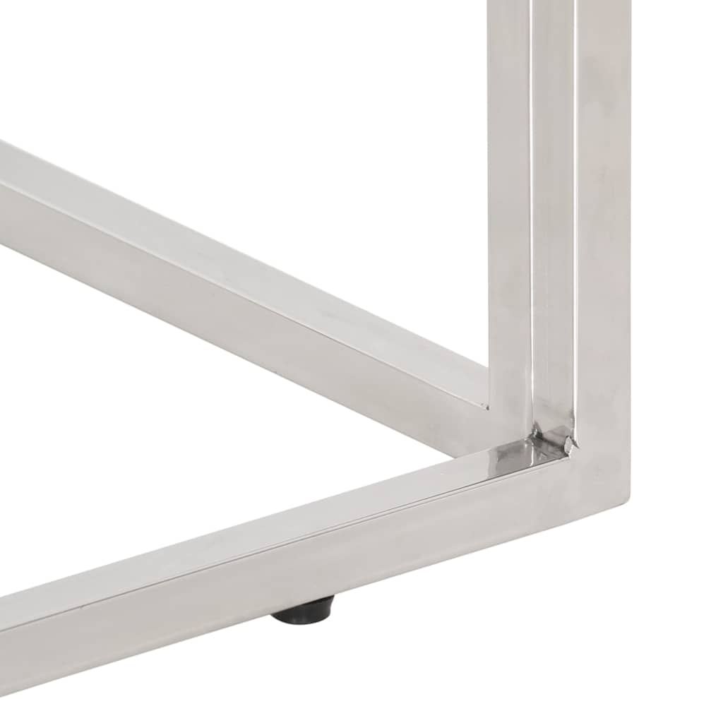 Console Table Silver Stainless Steel and Solid Wood Sleeper