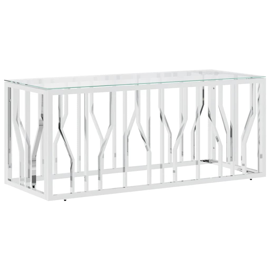 Coffee Table 43.3"x17.7"x17.7" Stainless Steel and Glass