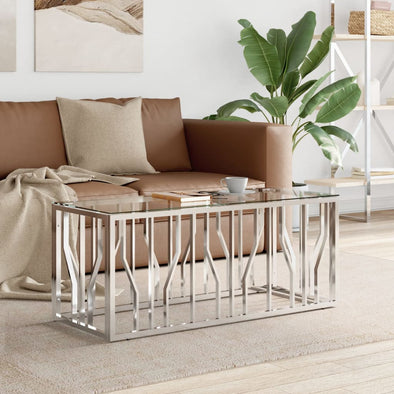 Coffee Table 110x45x45 cm Stainless Steel and Glass