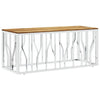 Coffee Table Silver Stainless Steel and Solid Wood Acacia