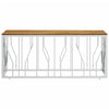 Coffee Table Silver Stainless Steel and Solid Wood Acacia