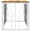 Coffee Table Silver Stainless Steel and Solid Wood Acacia