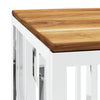 Coffee Table Silver Stainless Steel and Solid Wood Acacia
